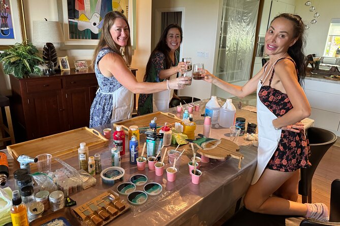 Epoxy Resin Art and Craft Coaster Set Experience - Paia and the Ho’okipa Beach Park listing